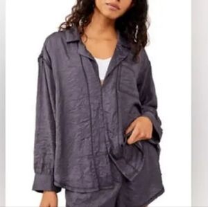 Free People Shine Time Set Pajama Top Grey/Purple Size Small